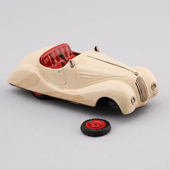 LEKSAKER, 2 st, Schuco, bla Avståndsstyrda bilen, 1950-tal.