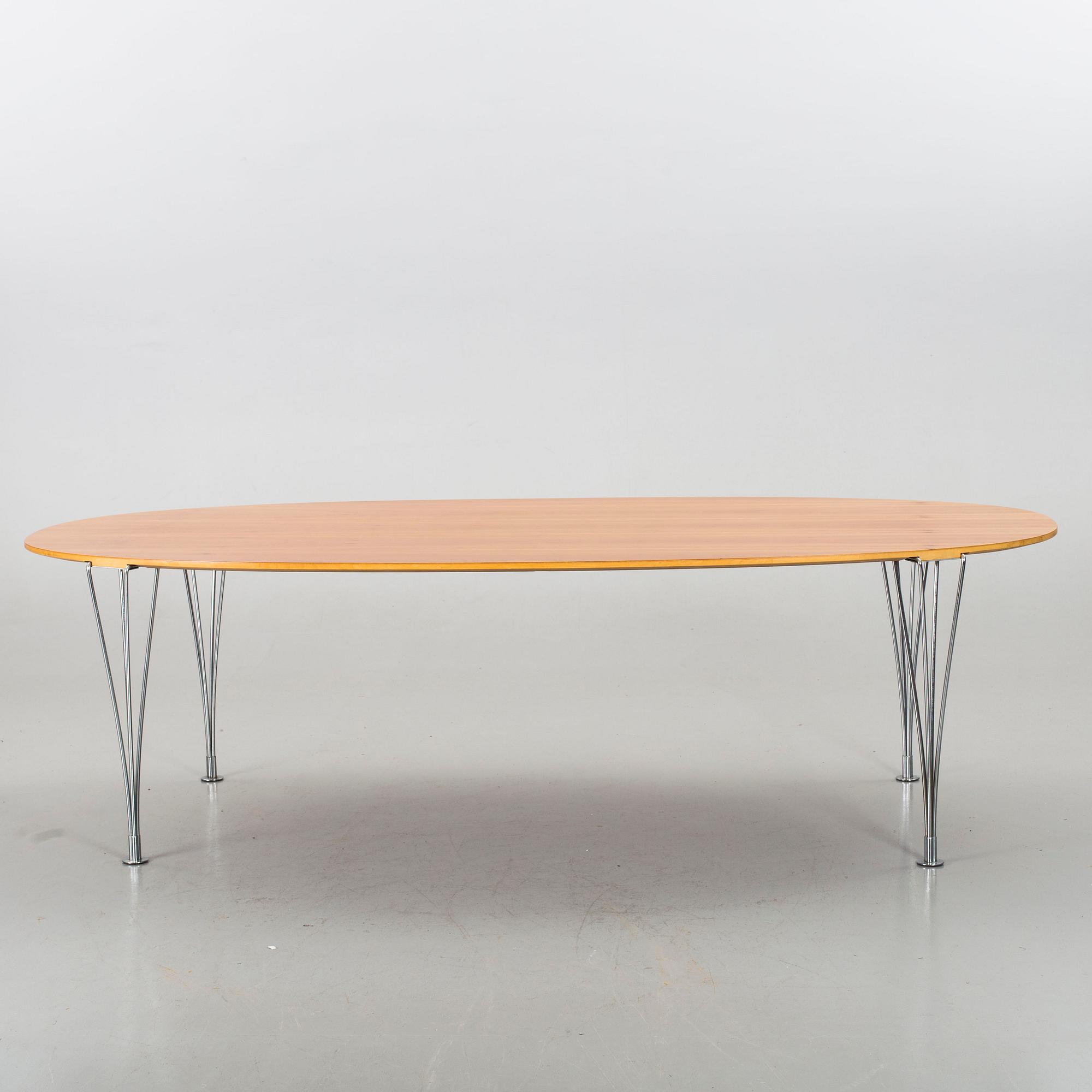 A BRUNO MATHSSON & PIET HEIN "SUPERELLIPSE" TABLE, Fritz Hansen, Denmark.