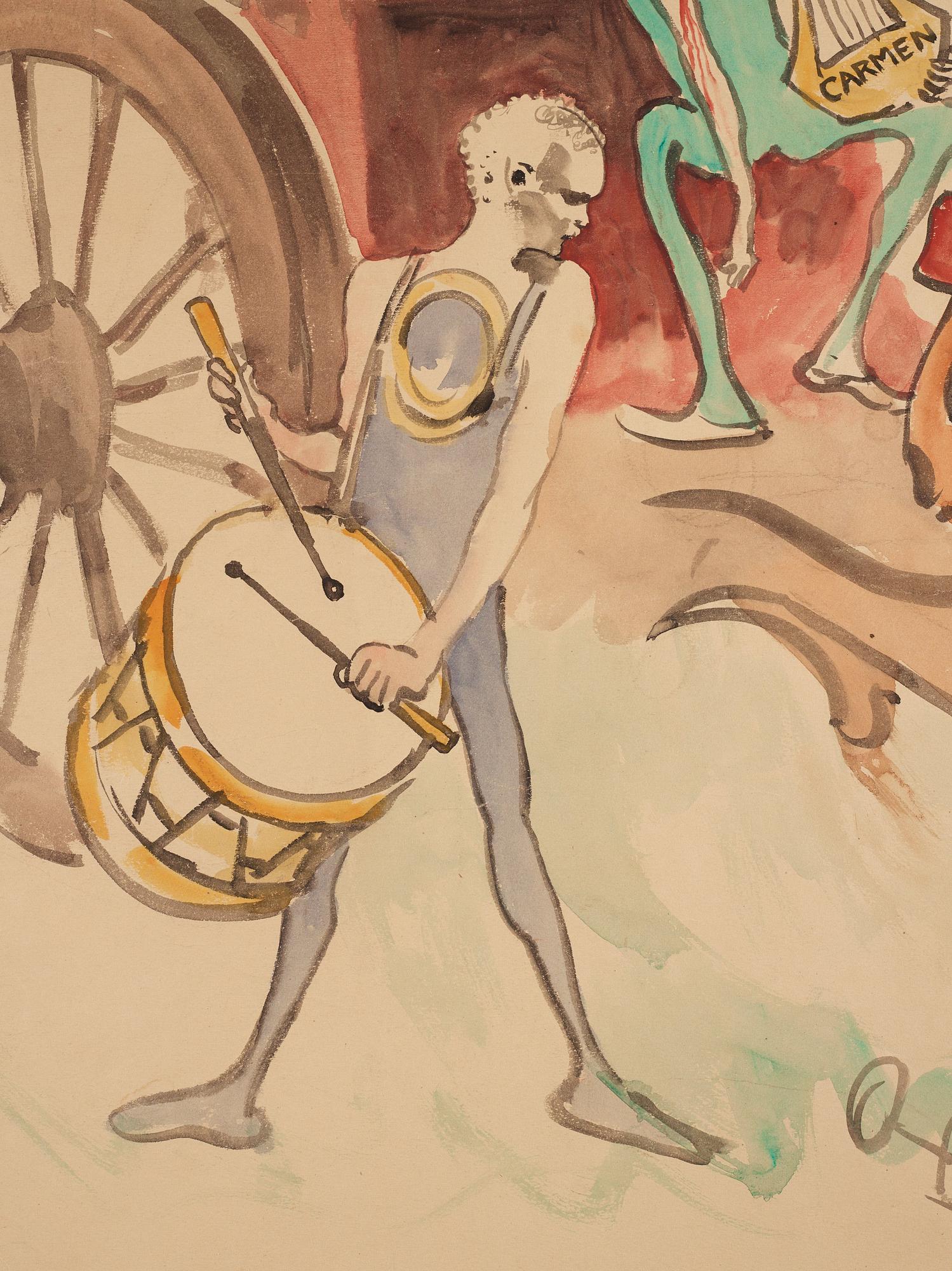 Carl Larsson, utförd 1884. Akvarell och kol på papper uppklistrad på duk.