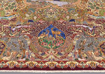 A CARPET, Figural Kashmar, ca 395 x 297 cm.