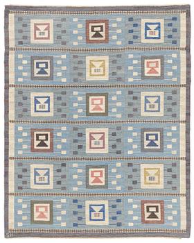 193. Edna Martin, a carpet, 'Flickorna i fönstret', flat weave, c 251 x 152 cm, signed SH.