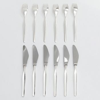 Tapio Wirkkala, bestick, 12 st, sterlingsilver, "Tapio", Kultakeskus, Hämeenlinna 1969-70.