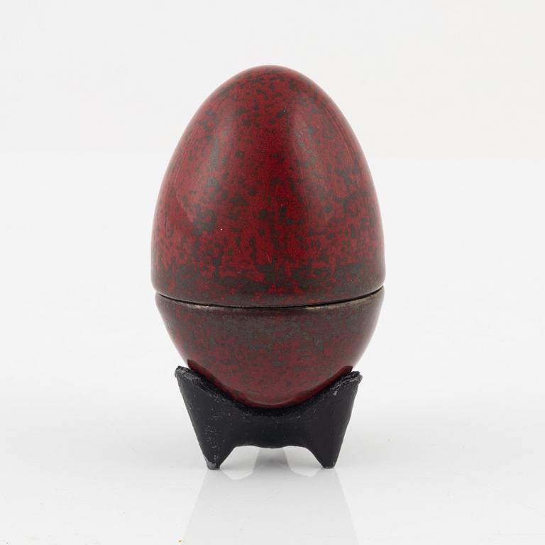 Hans Hedberg, a faience sculpture of an egg, Biot, France, signed.