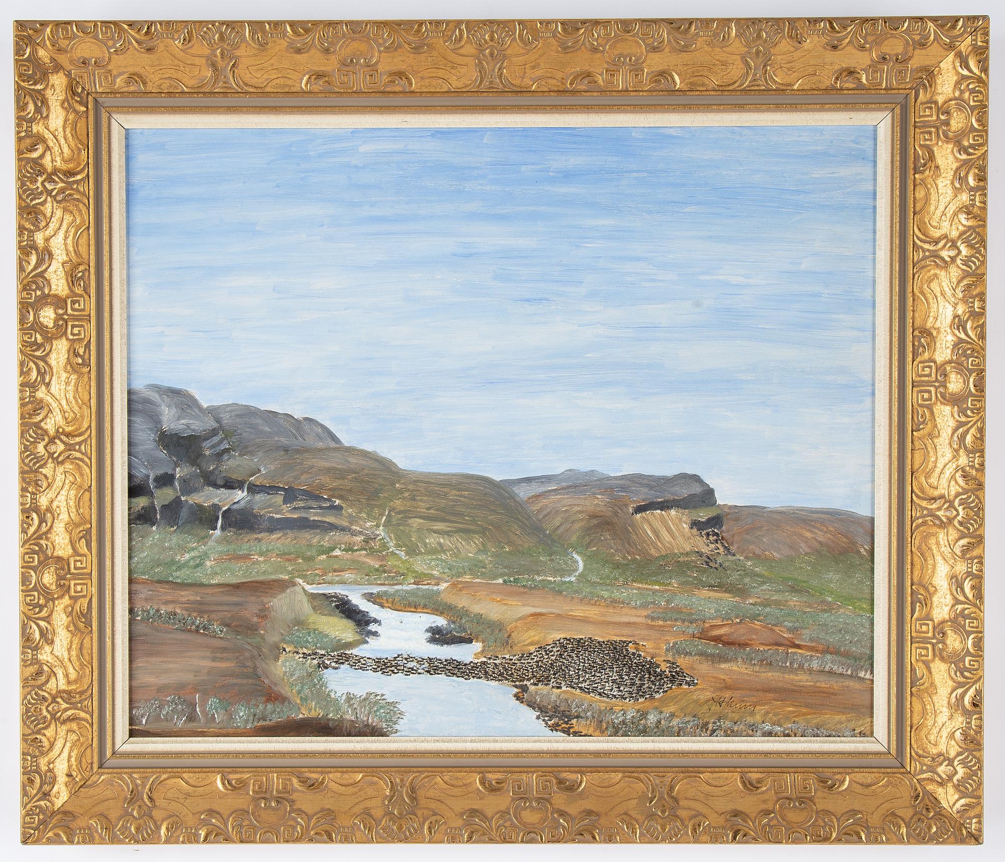 Nils Nilsson Skum, olja på masonit, signerad N.N. Skum.