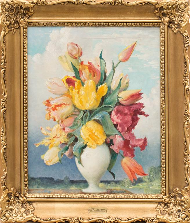 OKÄND KONSTNÄR, olja på duk, signerad S Baskakow.