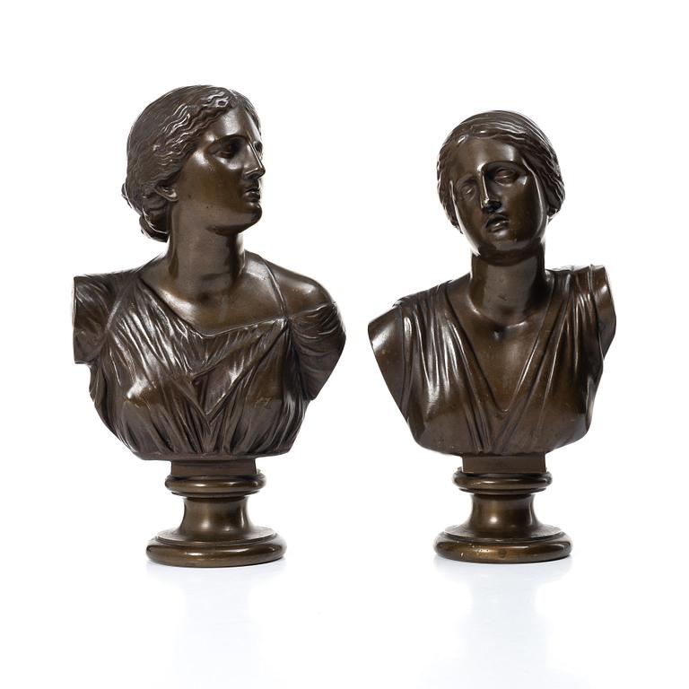Ferdinand Barbedienne, Two busts, late 19th century.