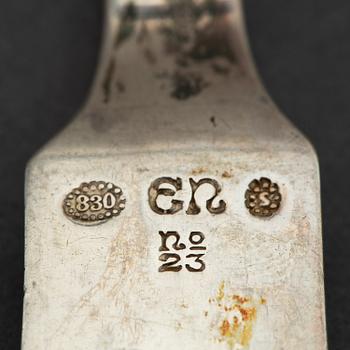 Evald Nielsen, a part 830/1000 silver fish cutlery, Denmark (24 pieces).