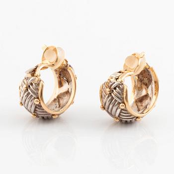 A pair of Hermès 18K gold and platinum earrings, design Georges L´Enfant.