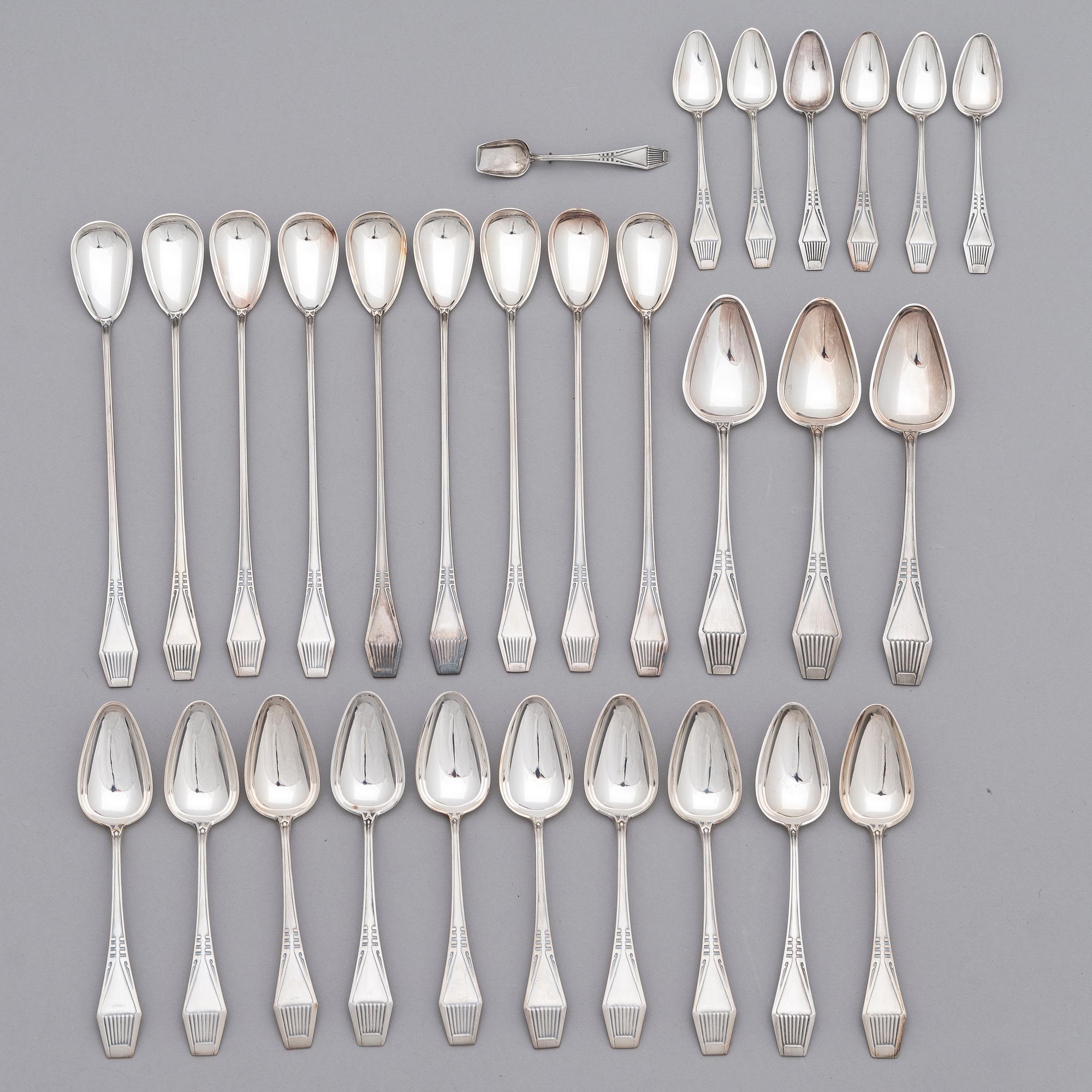 A 131-piece set of 'Suomi' silver cutlery, Suomen Kultaseppä oy/ Kultateollisuus oy, Turku 1927-1991.