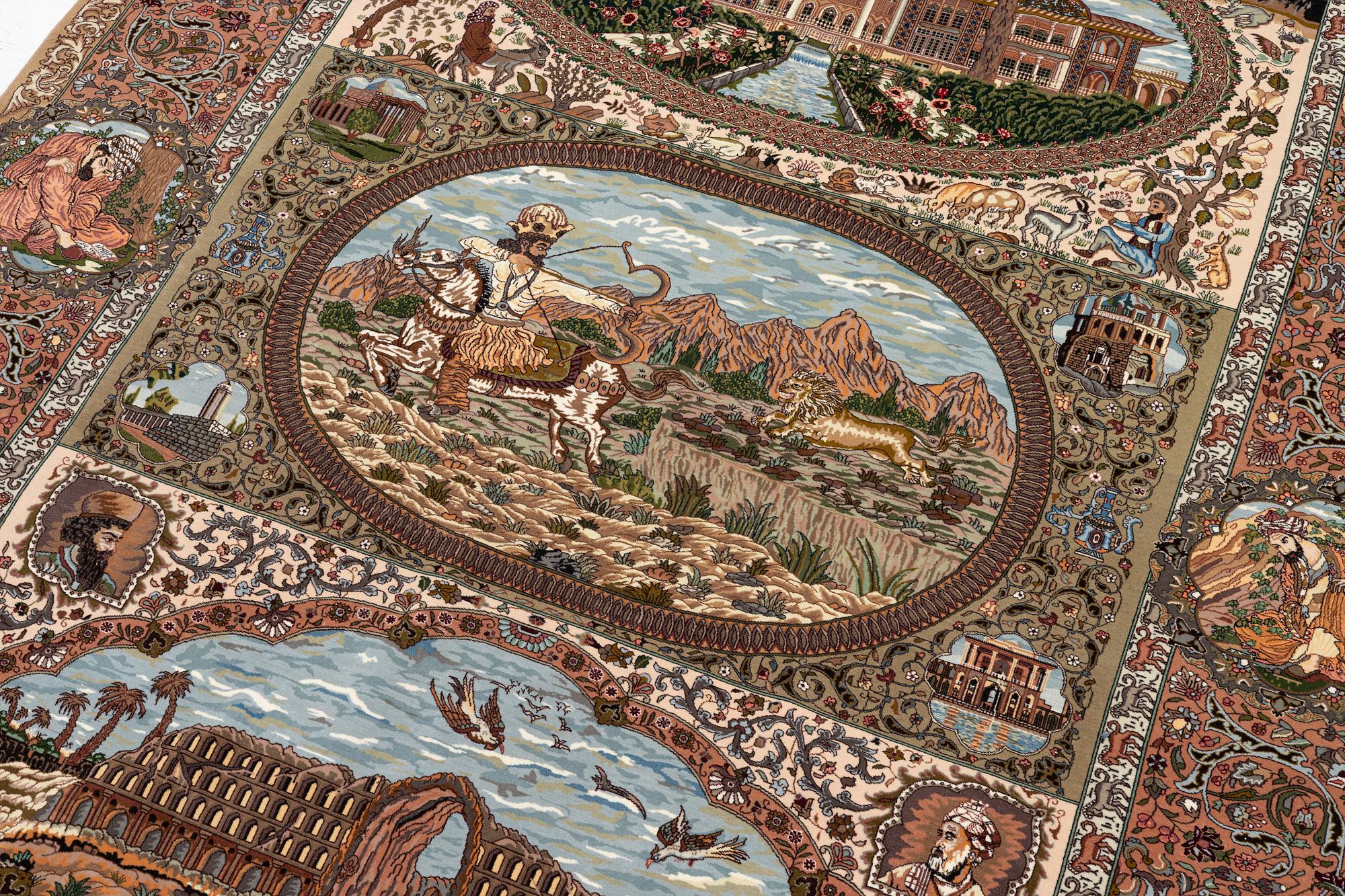 Matta, Täbriz, figural. ca 177 x. 241 cm.