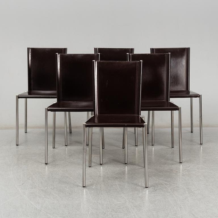 Six leather chairs from Effezeta, Italy, late 20th Century.