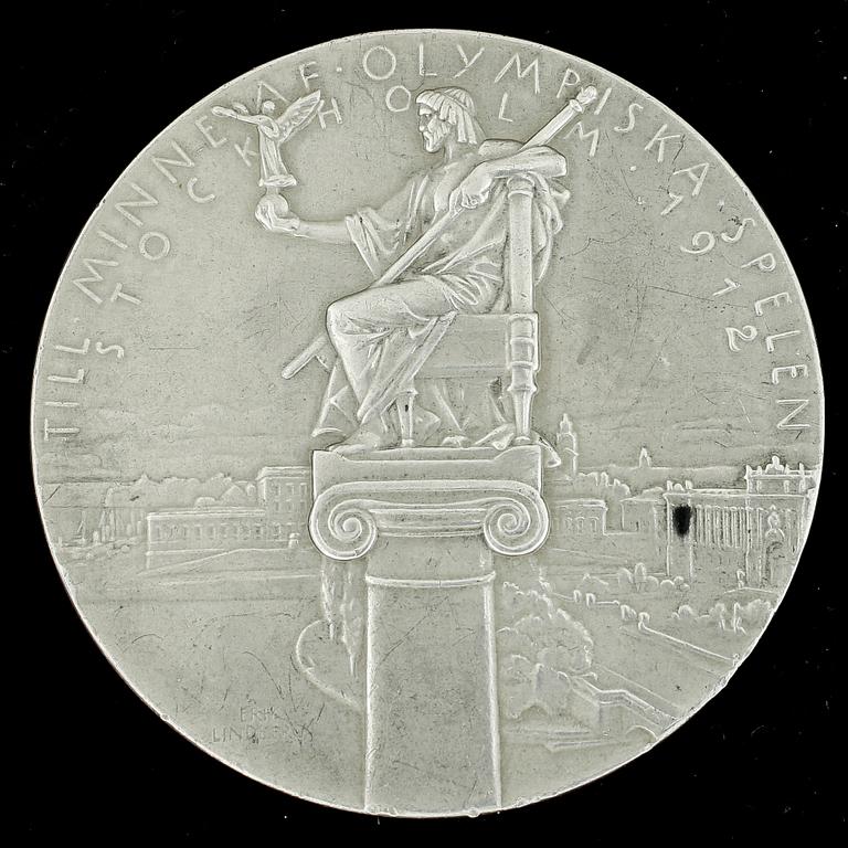 MINNESMEDALJ, försilvrad metall, Olympiska Spelen, Stockholm 1912.