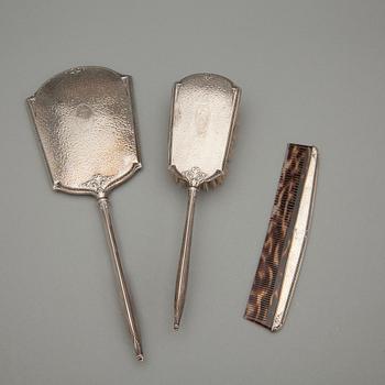 TOILETTESET, 3 delar, sterling silver, 1900-talets början.