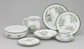 SERVISDELAR, 90 delar, flintgods, "Gröna Anna", Rörstrand.