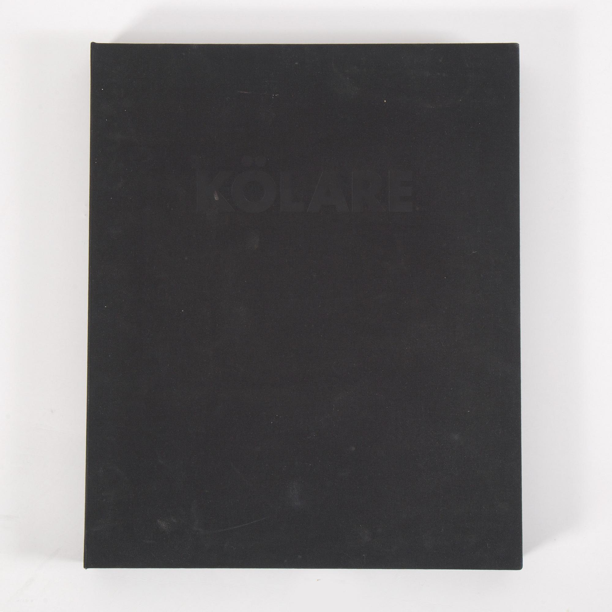 NILS KÖLARE, färgserigrafier, 3 st i mapp med bok, "Kolofon", signerade N. Kölare och numrerad 99/100 med blyerts.