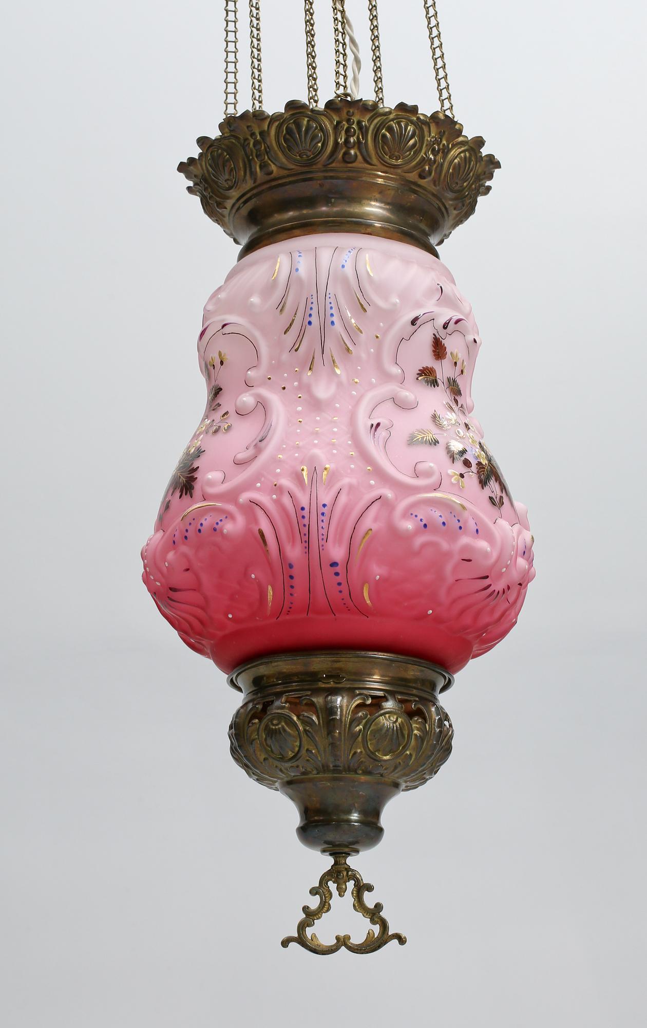 MÅNSKENSAMPEL, omkring sekelskiftet 1800/1900. Kupans höjd ca 45 exkl upphängning.