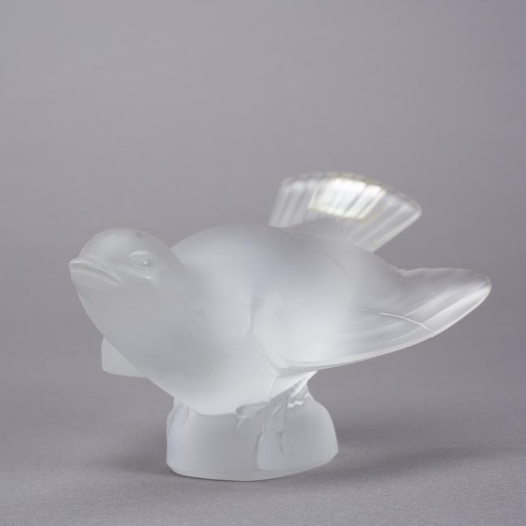 FIGURINER, 2 st, glas, Lalique, Frankrike, 1900-talets andra hälft.