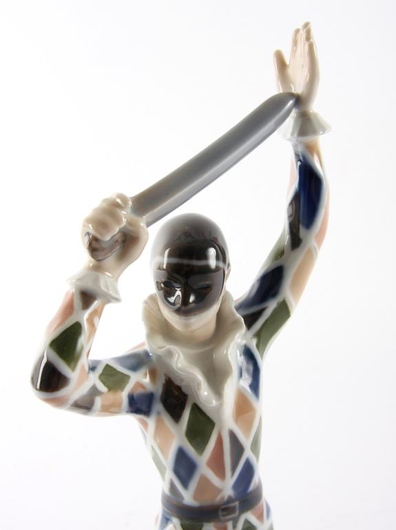 FIGURIN, porslin, Royal Copenhagen, Harlekin, Tivoliserien.