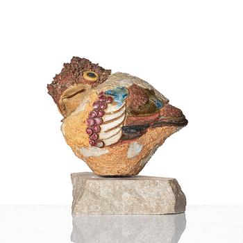 Tyra Lundgren, a stoneware sculpture of a bird, own workshop, dated 1969.