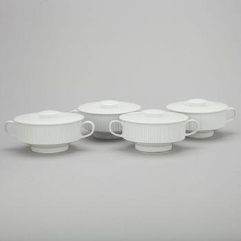 SOPPSKÅLAR, 4 st, porslin, "Variation" svart och vitt, Tapio Wirkkala Rosenthal, 1962-65.