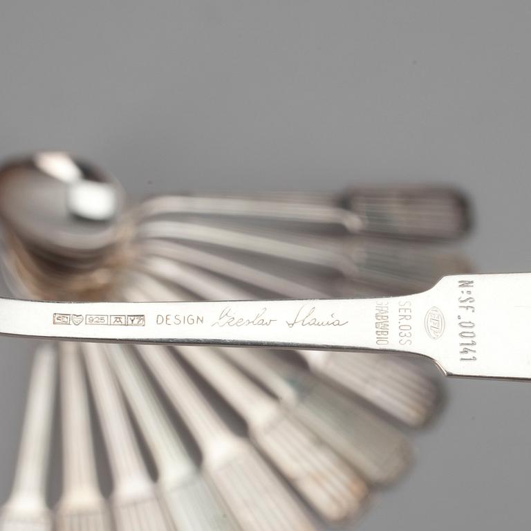 ÅRSSKEDAR, 12 st, sterling silver, Czeslaw Slania, Tillander Helsingfors och Auran Kultaseppä Åbo, 1974-1980. Ca 198 g.