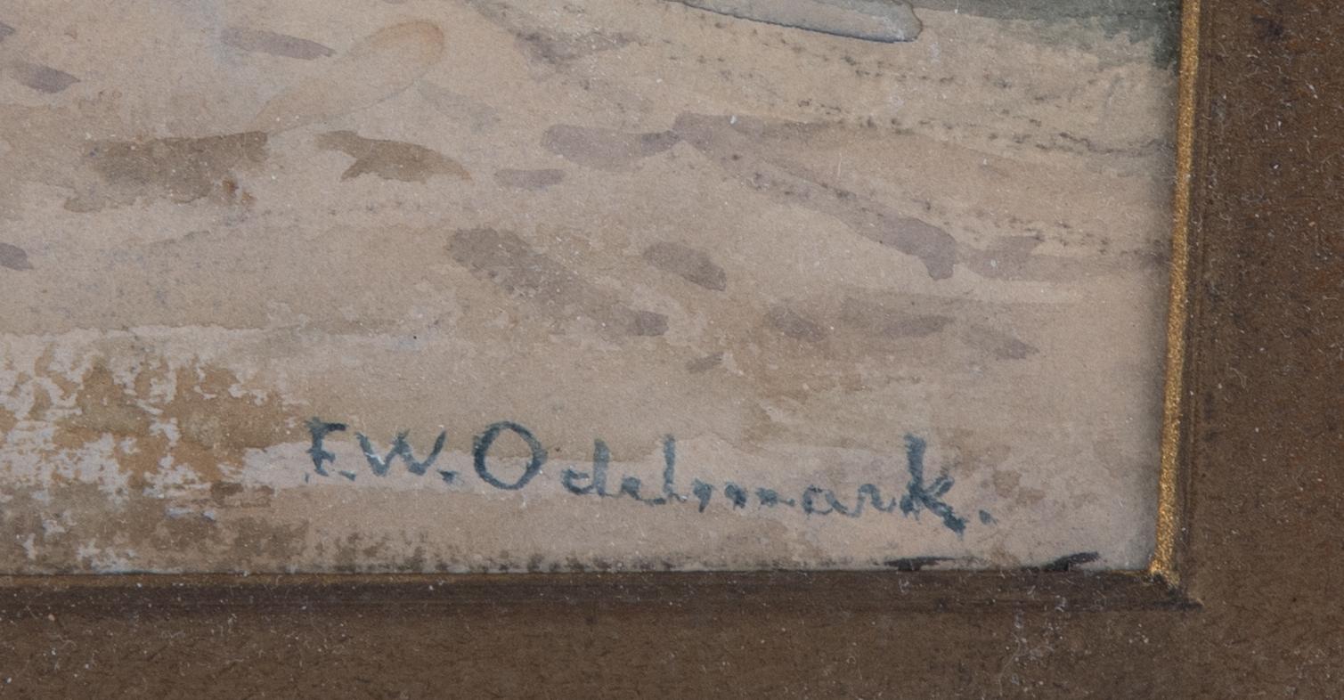 Frans Wilhelm Odelmark, akvarell med täckvitt, signerad.