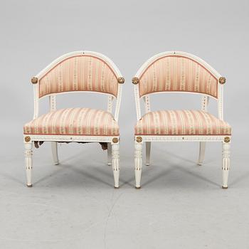 Baljfåtöljer 1 par, sengustaviansk stil 1900-talets första hälft.