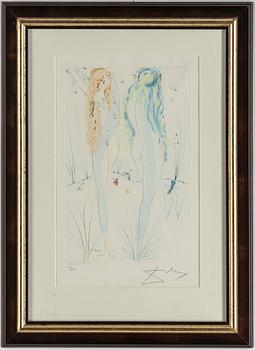 SALVADOR DALÍ, etching with colour and gold dust, signed and numbered 91/250.