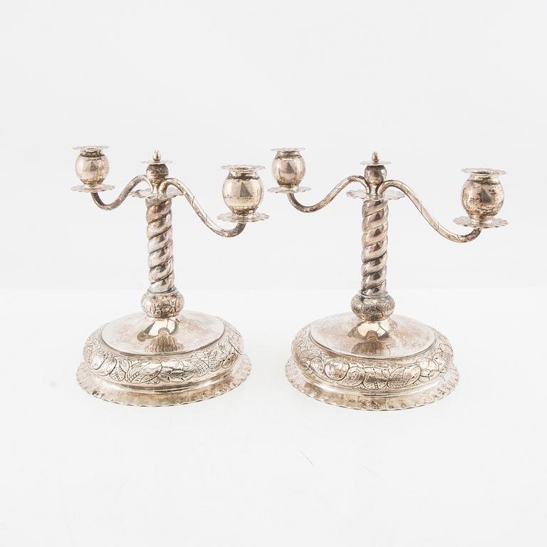 Anders Nilsson candelabras, a pair, silver, Lund 1925.