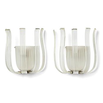 227. Sven Palmqvist, a pair of "PD 9121" wall lamps, Orrefors, 1940s.