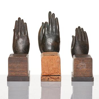 Buddhistiska handställningar, brons. Thailand, 18/1900-tal.