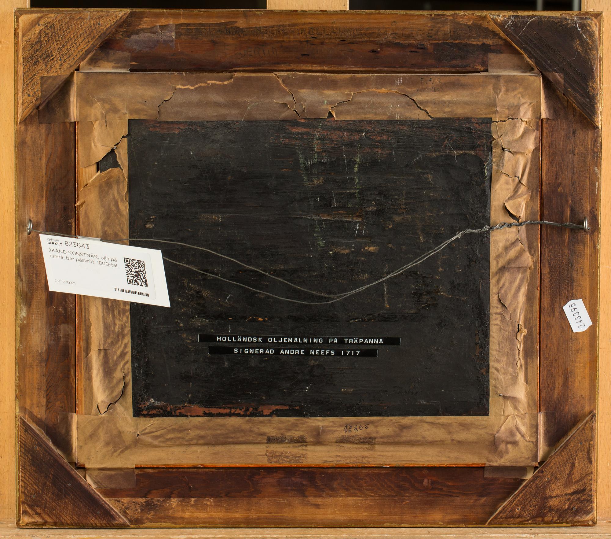 OKÄND KONSTNÄR, olja på pannå, bär påskrift, 1800-tal.