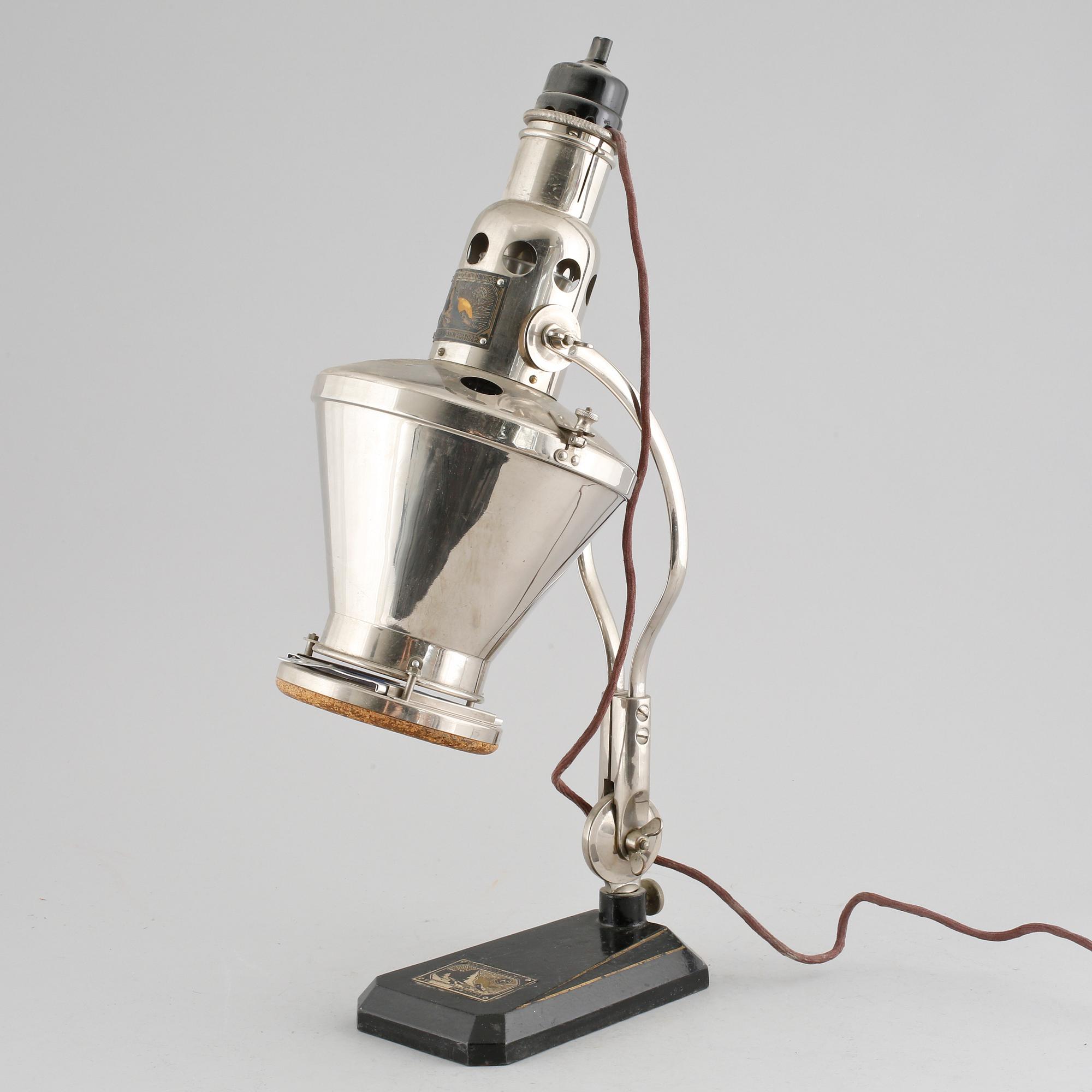 An ultraviolet ray lamp, made by Sollux, Hanau, Germany, first half of the 20th century.