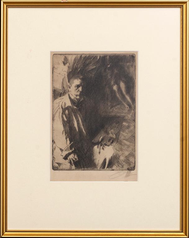 Anders Zorn, etsning 1899, signerad.