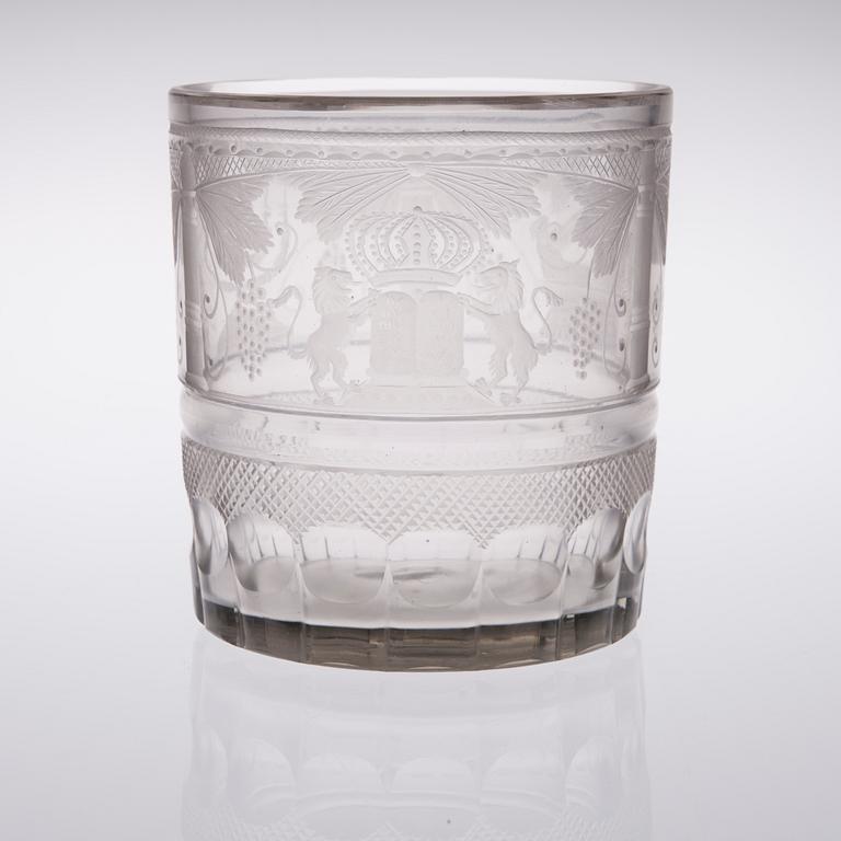POKAL/KÄRL, glas, judiskt 1700/1800-tal.