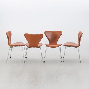 ARNE JACOBSEN, 6 "Sjuan", chairs, Fritz Hansen, Denmark.