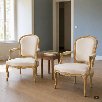 Karmstolar, ett par, Louis XV-stil, 1900-talets andra hälft.