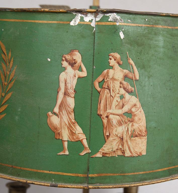 BOUILLOTTELAMPA, mässing, omkring år 1900.