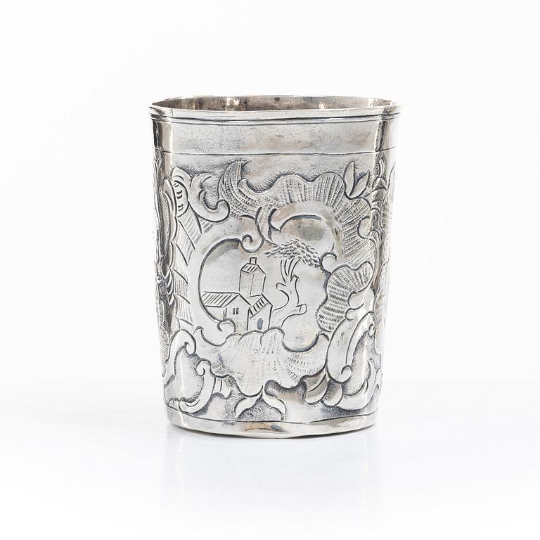 A Russian silver beaker, Moscow 1760s, unclear marks, probably Alexander Gillibrand (active 1753-1790).