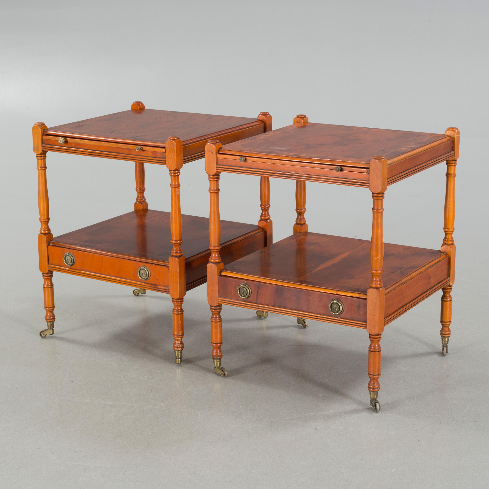 A pair of English style side tables from the second half of the 20th century.