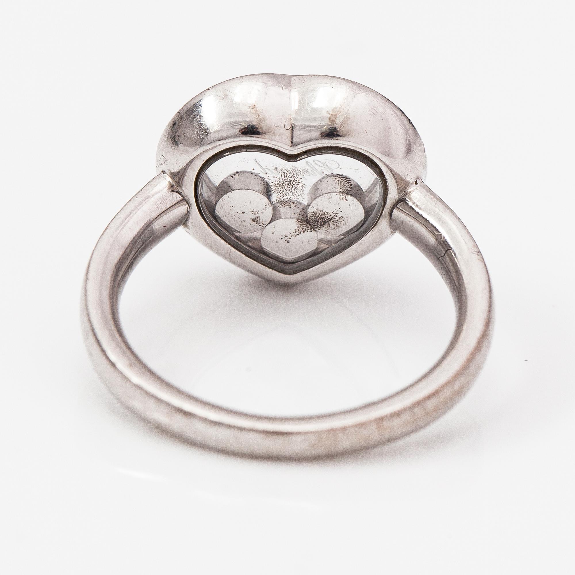 Chopard, Ring "Happy diamonds", 18K vitguld, diamanter ca 0.13 ct tot. Märkt.