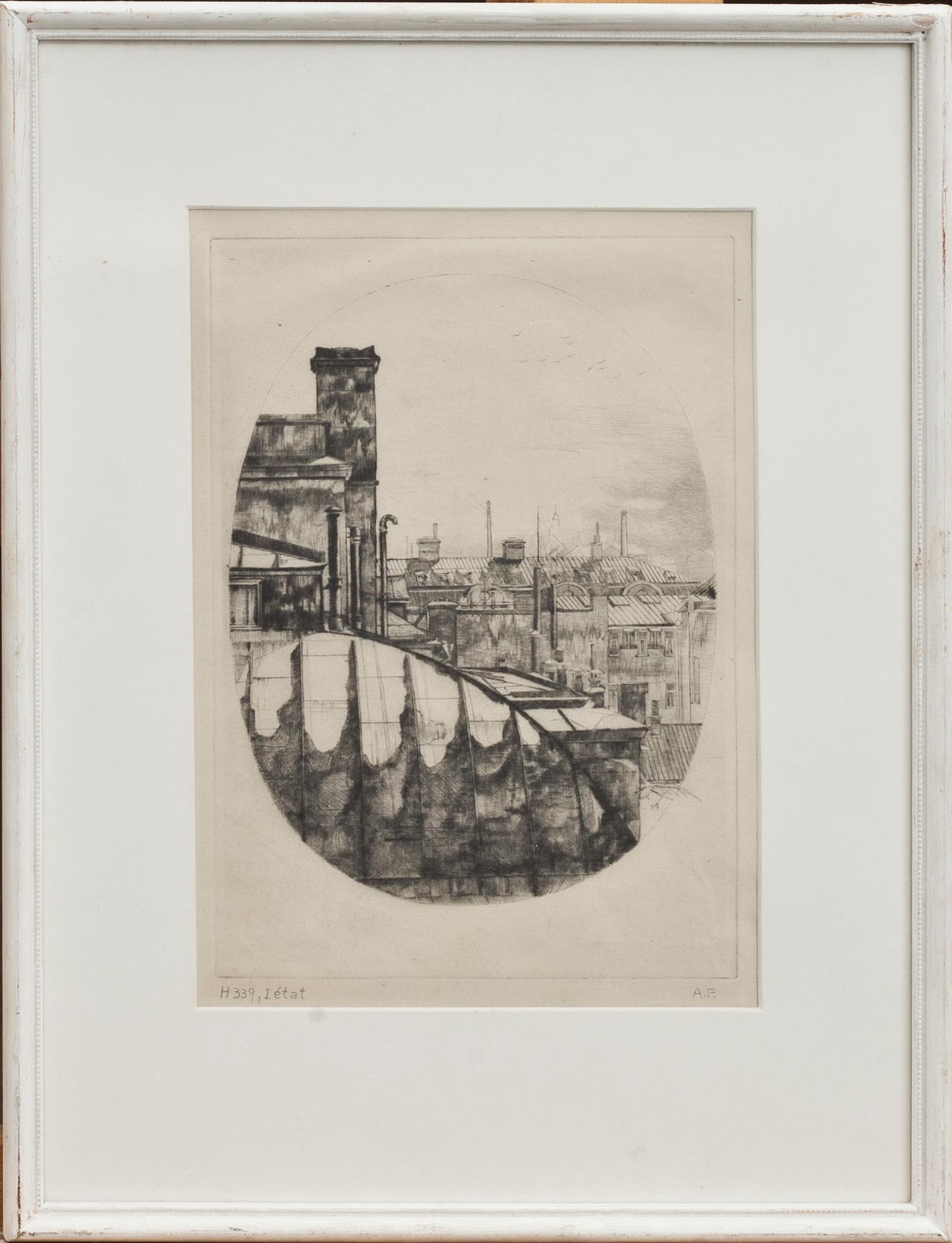 AXEL FRIDELL, torrnål. I état, signerad A.F. Stockholm 1932.