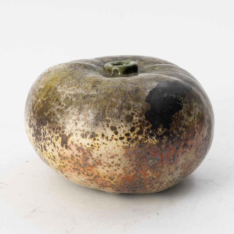 Hans Hedberg, a glazed faience sculpture of a pumpkin, Biot, signed.