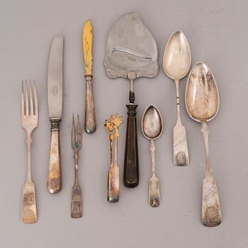 BESTICK, silver och nysilver 23 + 25 delar, "Musslan", finska stämplar, 1923-1955.