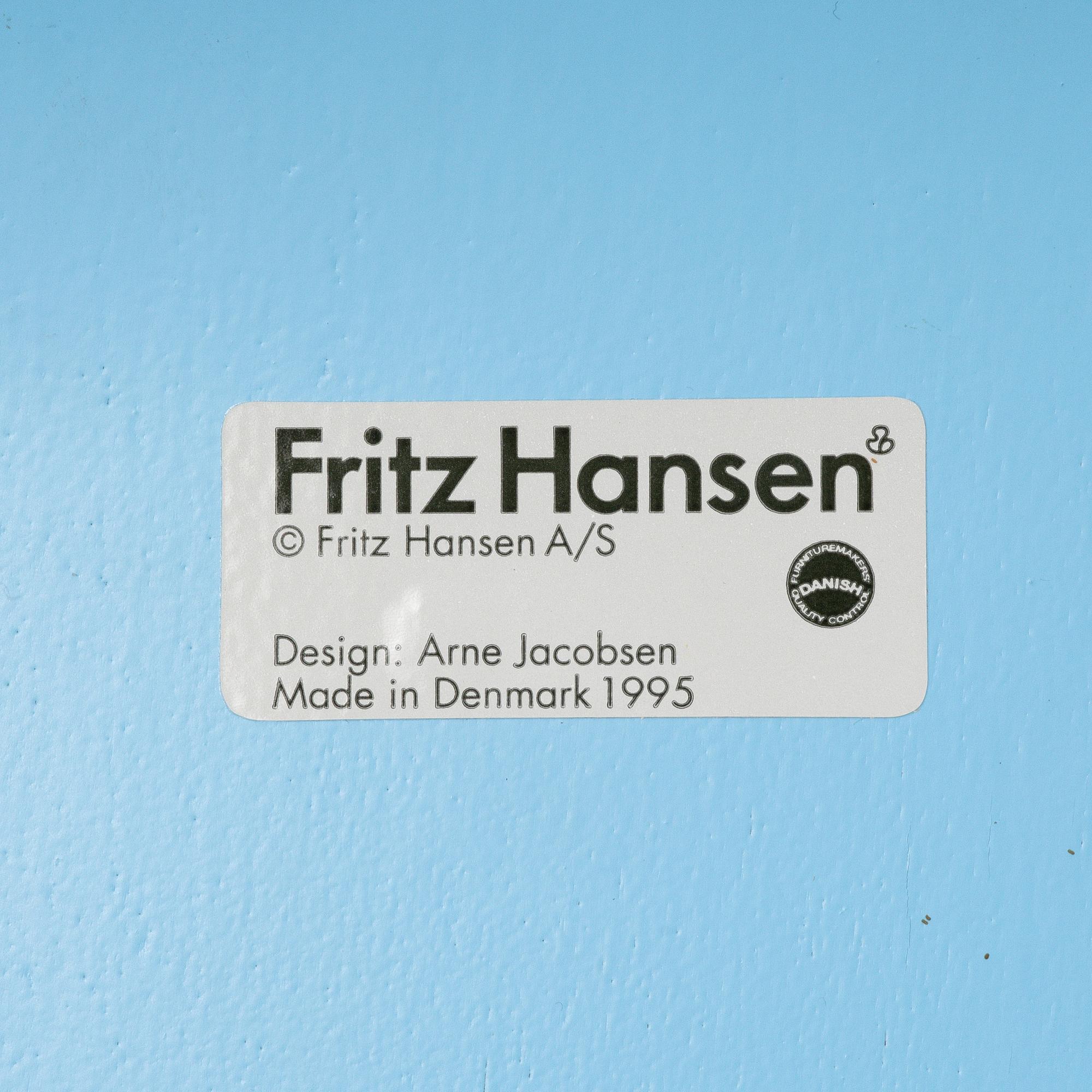 Arne Jacobsen, a set of 6 chairs, "The Ant", Fritz Hansen, Denmark, 1995.