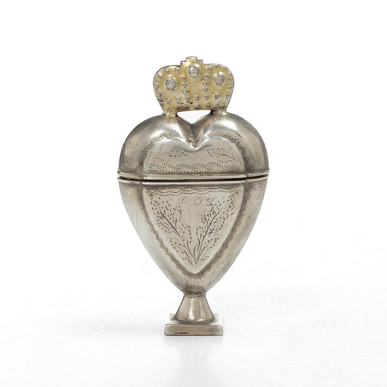 Scent box, silver, possibly mark of Elling Olai Johansen, Stavanger, Norway, 19th century.