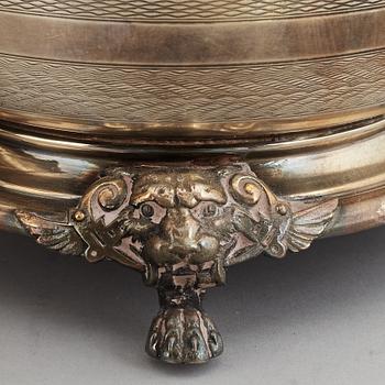 A pair of silver plate wine coolers, 20th Century.