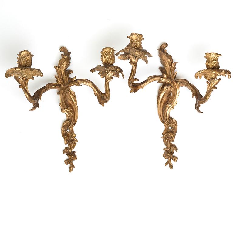 A pair of Louis XV 1740's two-light wall-lights.