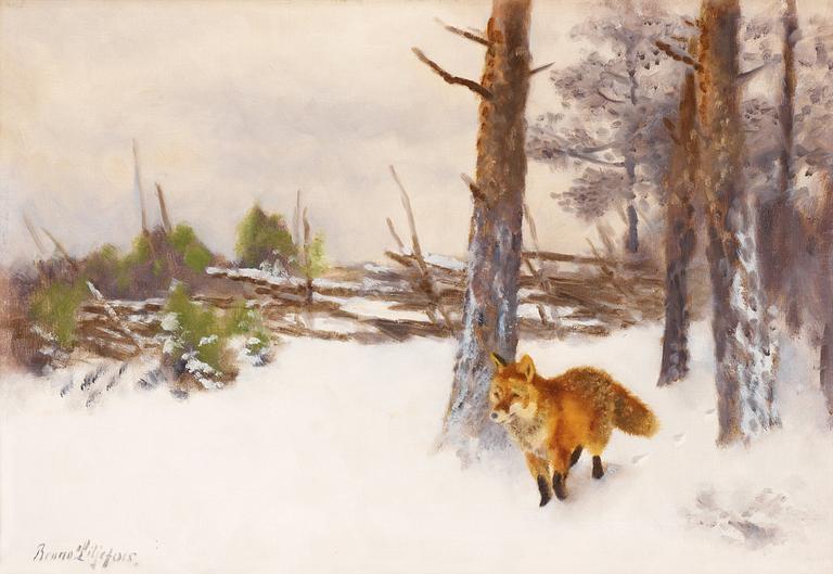 Bruno Liljefors, Fox in winter landscape.