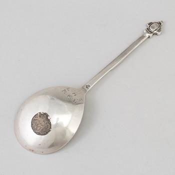 Christen Hansen möjligen, sked, silver, Bergen (mästare 1653).